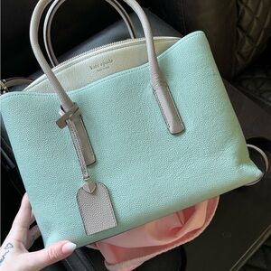 Kate Spade Mint Blue and Cream Satchel with Modern Elegance